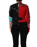 Multicolor Asymmetrical Ornate Jewel Cropped Jacket