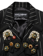 Black Stripe Double-Breasted Blazer Jacket