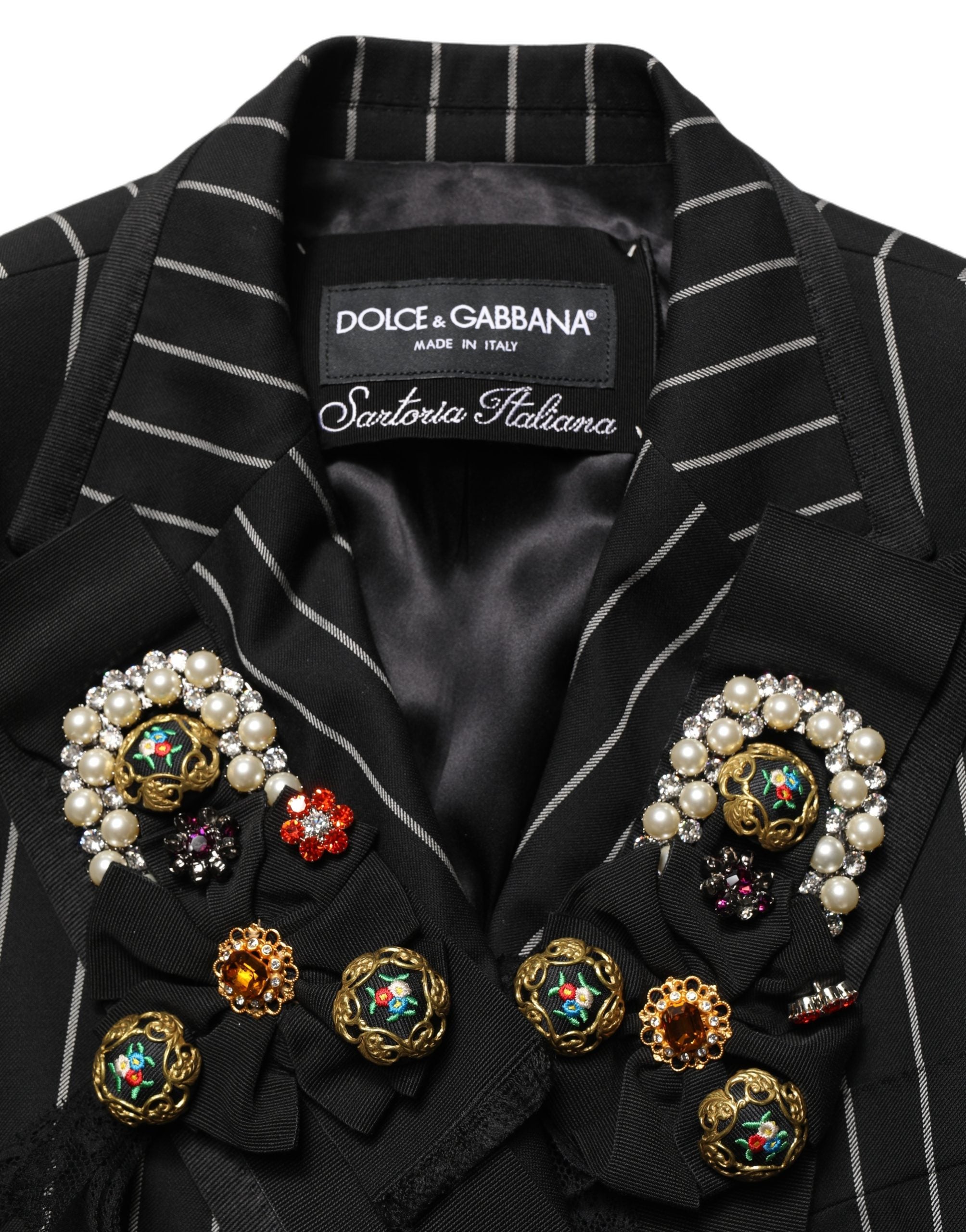 Black Stripe Double-Breasted Blazer Jacket