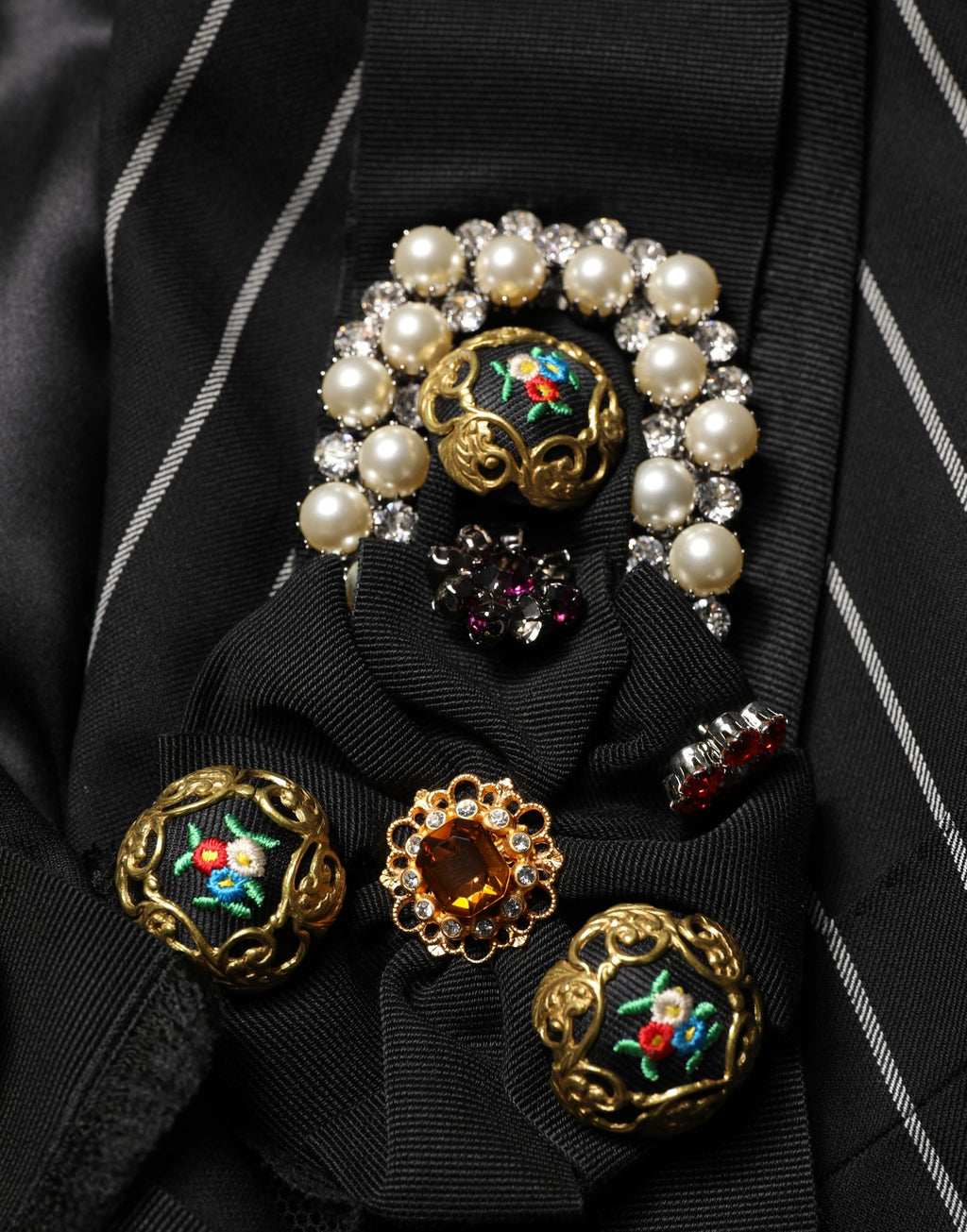 Black Stripe Double-Breasted Blazer Jacket