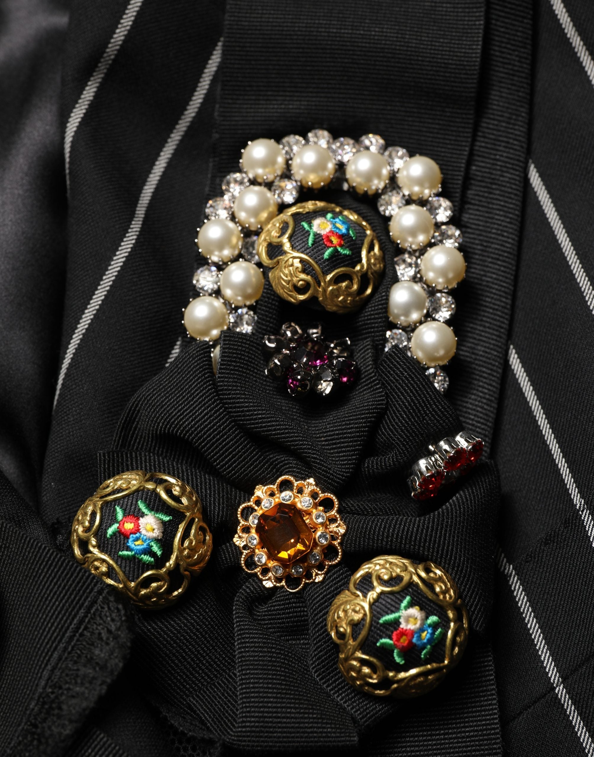 Black Stripe Double-Breasted Blazer Jacket