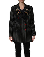 Black Stripe Double-Breasted Blazer Jacket