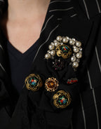 Black Stripe Double-Breasted Blazer Jacket