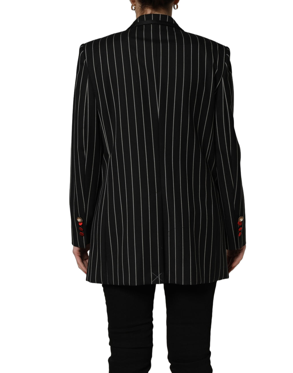 Black Stripe Double-Breasted Blazer Jacket