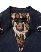 Blue Single-Breasted Denim Blazer Jacket