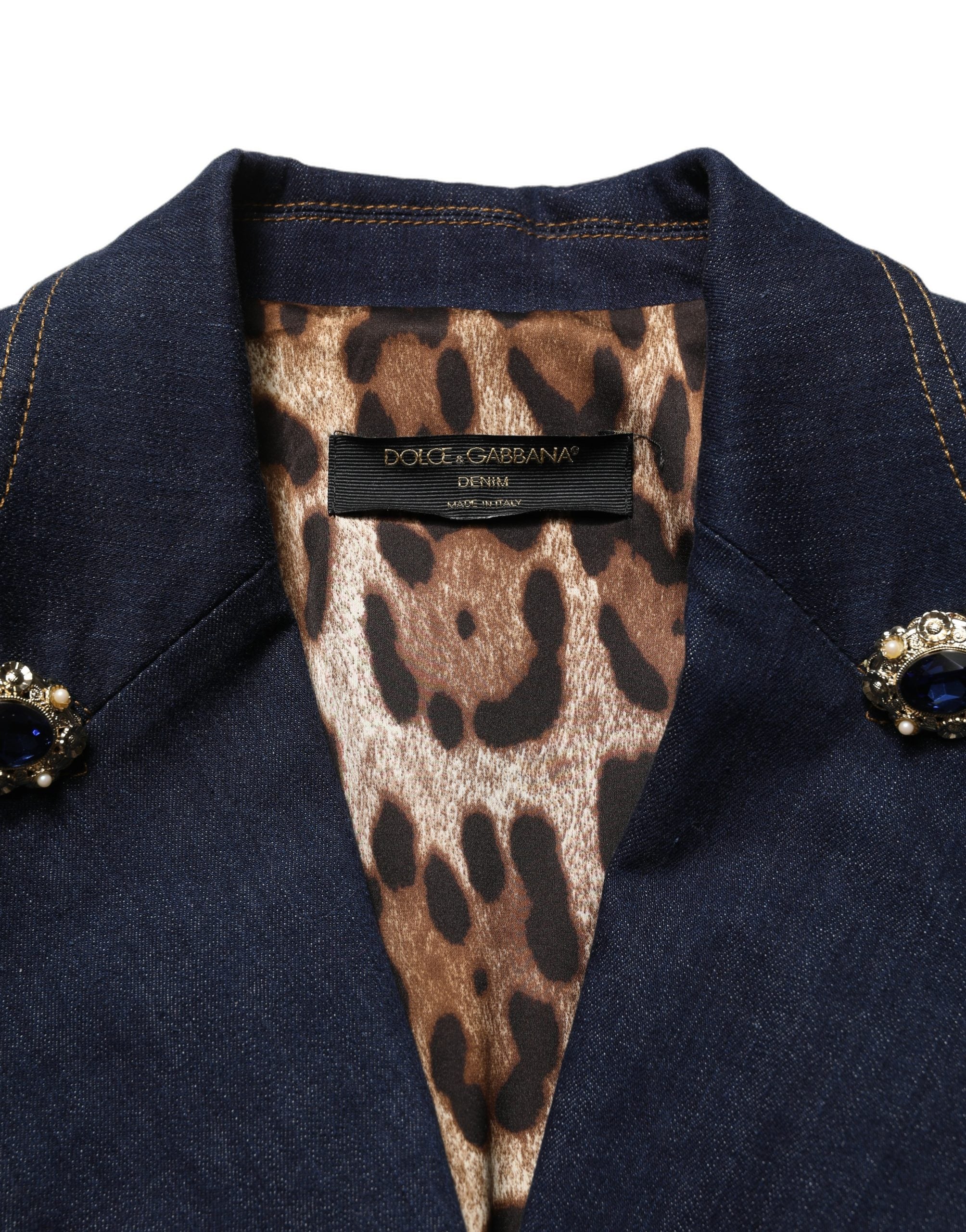 Blue Single-Breasted Denim Blazer Jacket