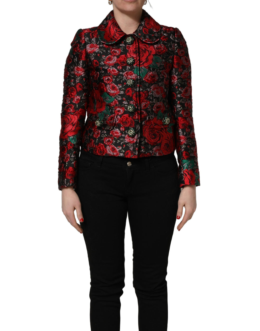 Multicolor Floral Brocade ButtonBlazer Jacket