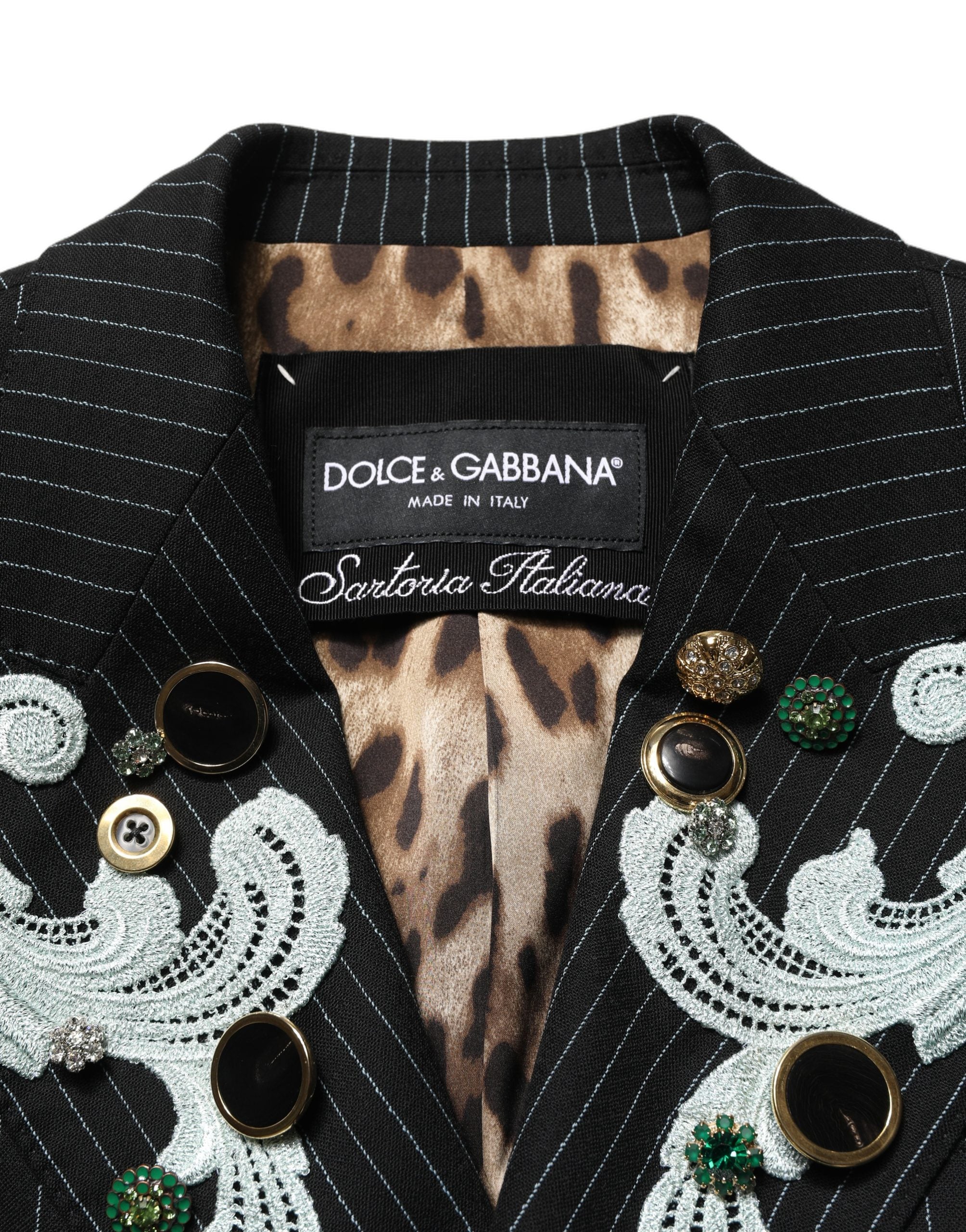 Black Stripe Double-Breasted Blazer Jacket