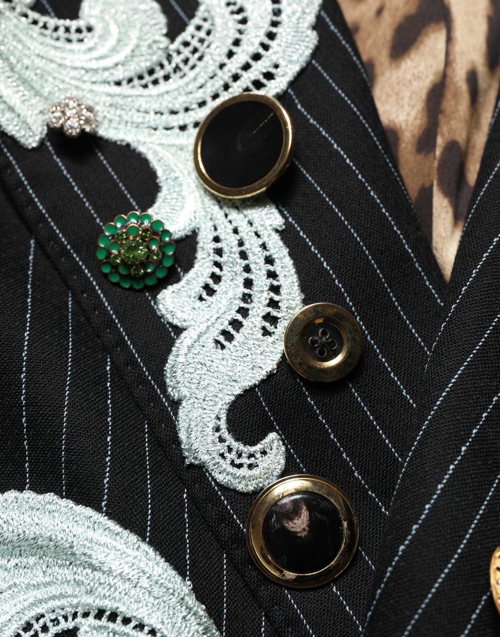 Black Stripe Double-Breasted Blazer Jacket