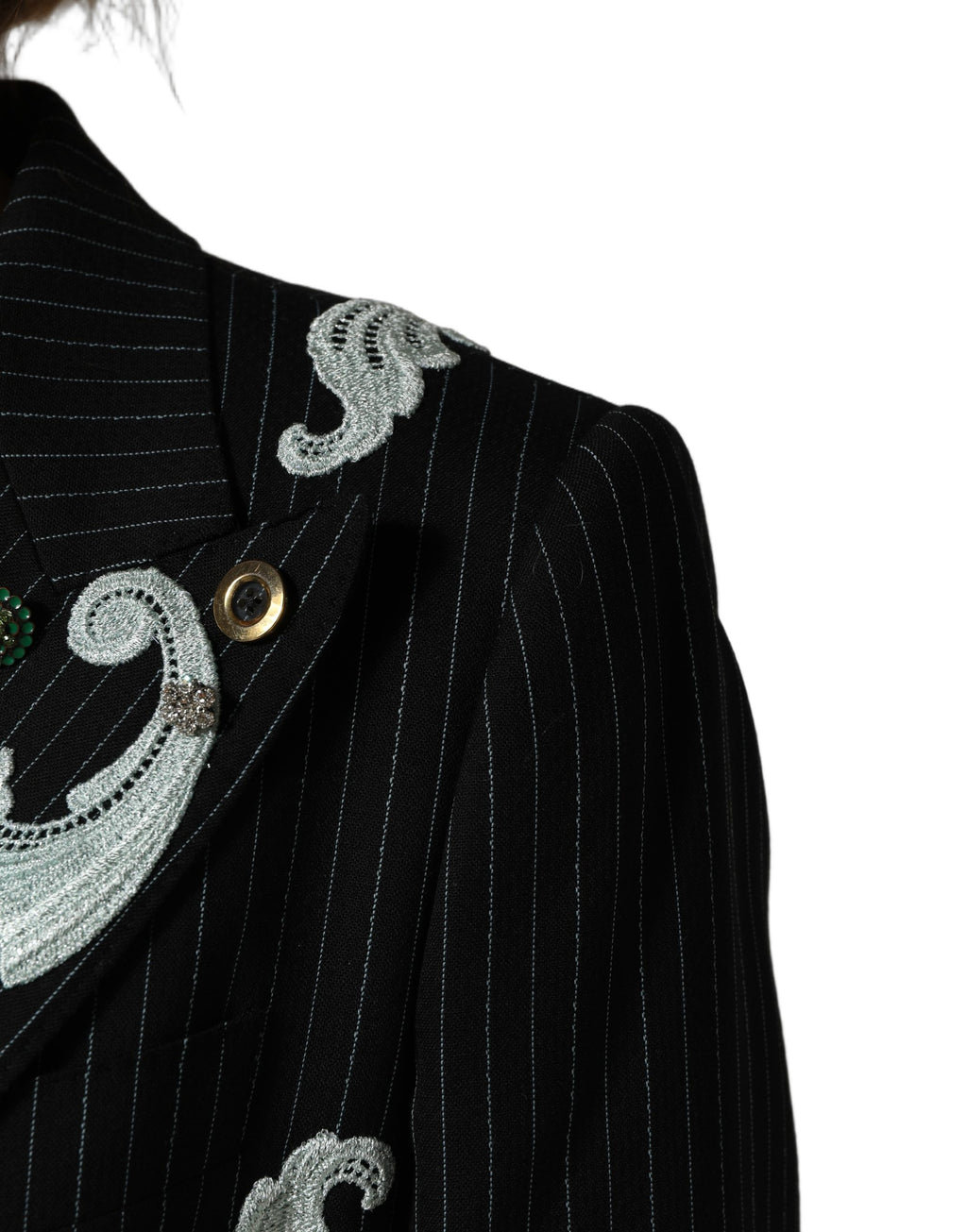 Black Stripe Double-Breasted Blazer Jacket