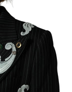 Black Stripe Double-Breasted Blazer Jacket