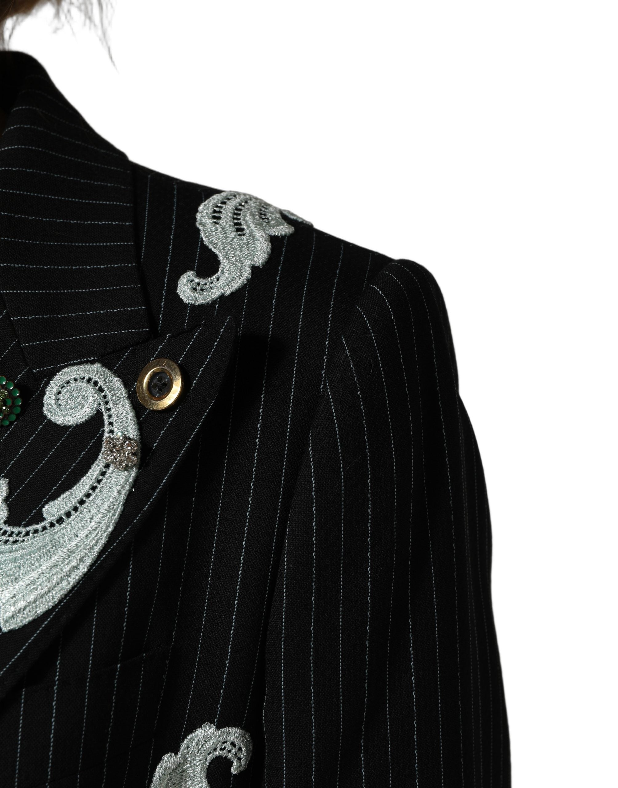 Black Stripe Double-Breasted Blazer Jacket