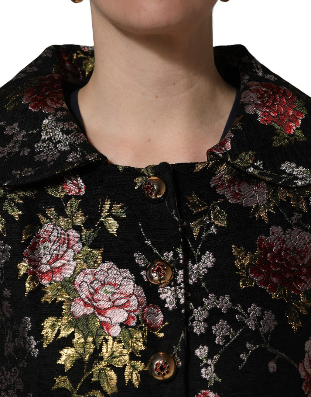 Multicolor Floral Brocade Blazer Jacket