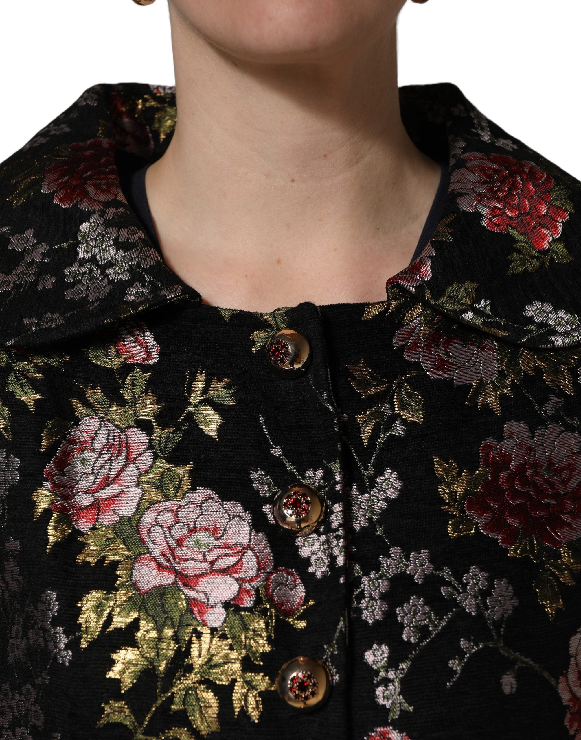 Multicolor Floral Brocade Blazer Jacket