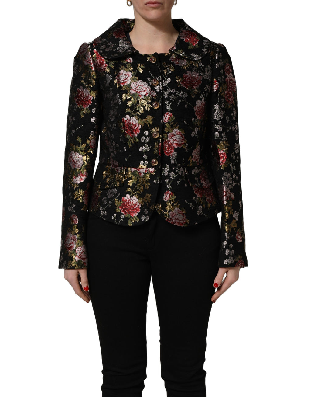 Multicolor Floral Brocade Blazer Jacket
