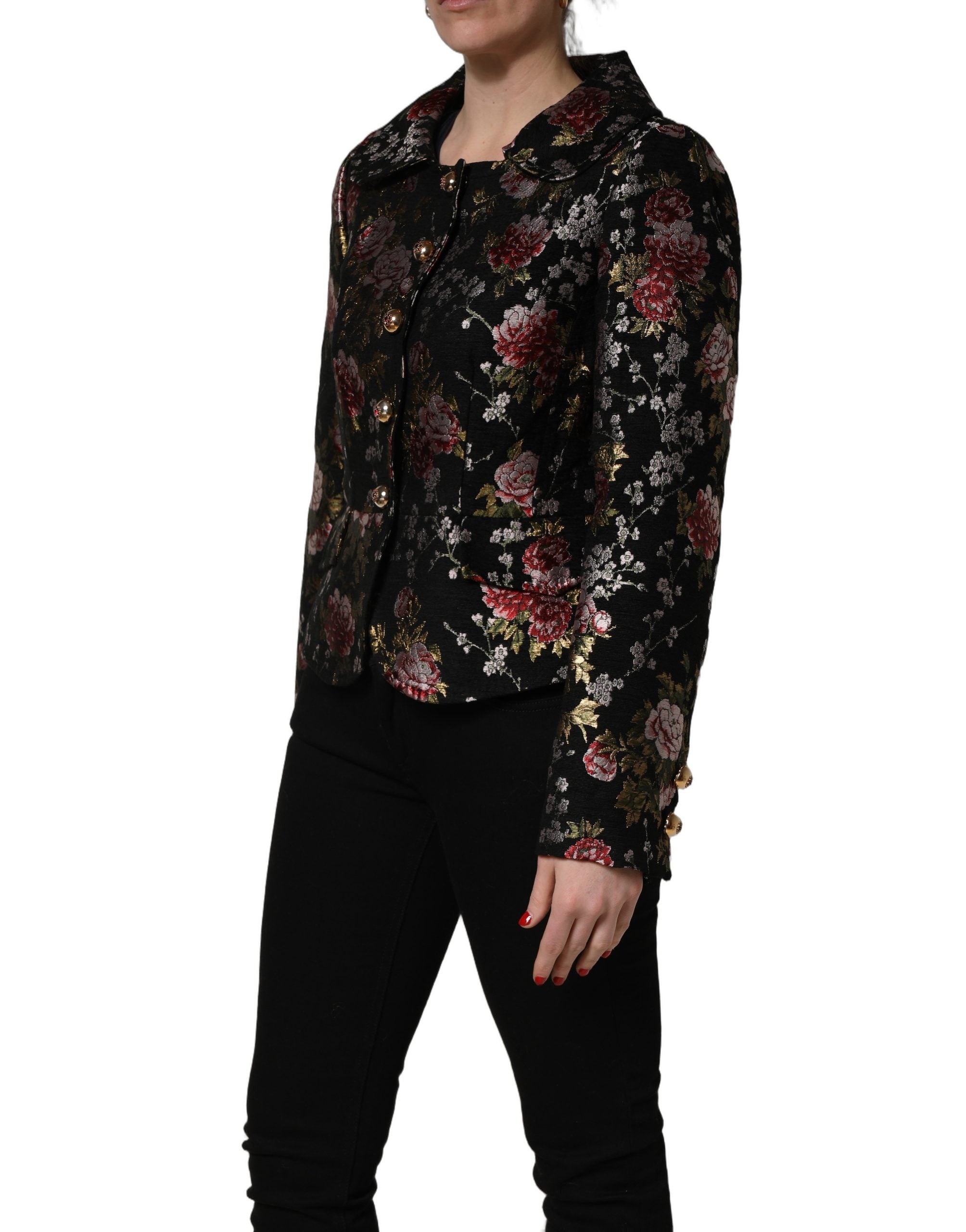Multicolor Floral Brocade Blazer Jacket