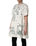 White Jacquard Garden Print Coat Jacket