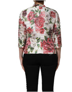 Multicolor Peony Print Polyester Coat Jacket