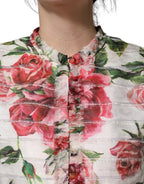 Multicolor Peony Print Polyester Coat Jacket