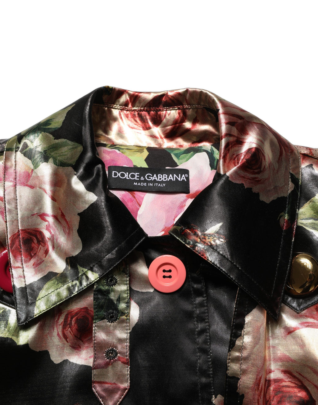Black Floral Belted Polyester Trench Coat Jacket