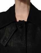 Black Belted Sheepskin Trench Coat Jacket