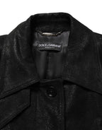 Black Belted Sheepskin Trench Coat Jacket