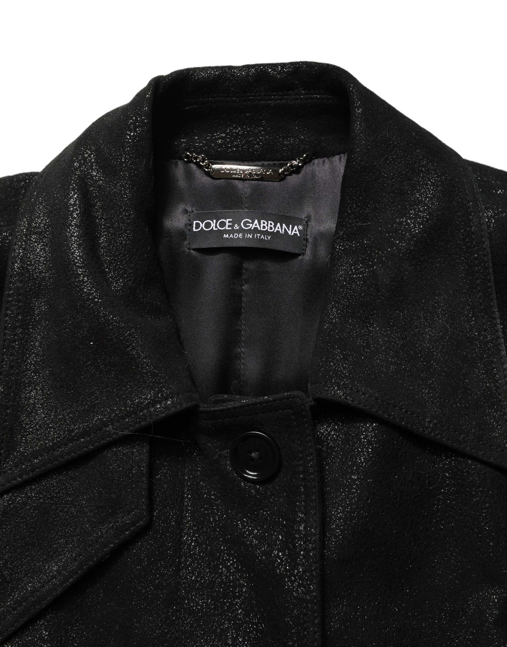 Black Belted Sheepskin Trench Coat Jacket