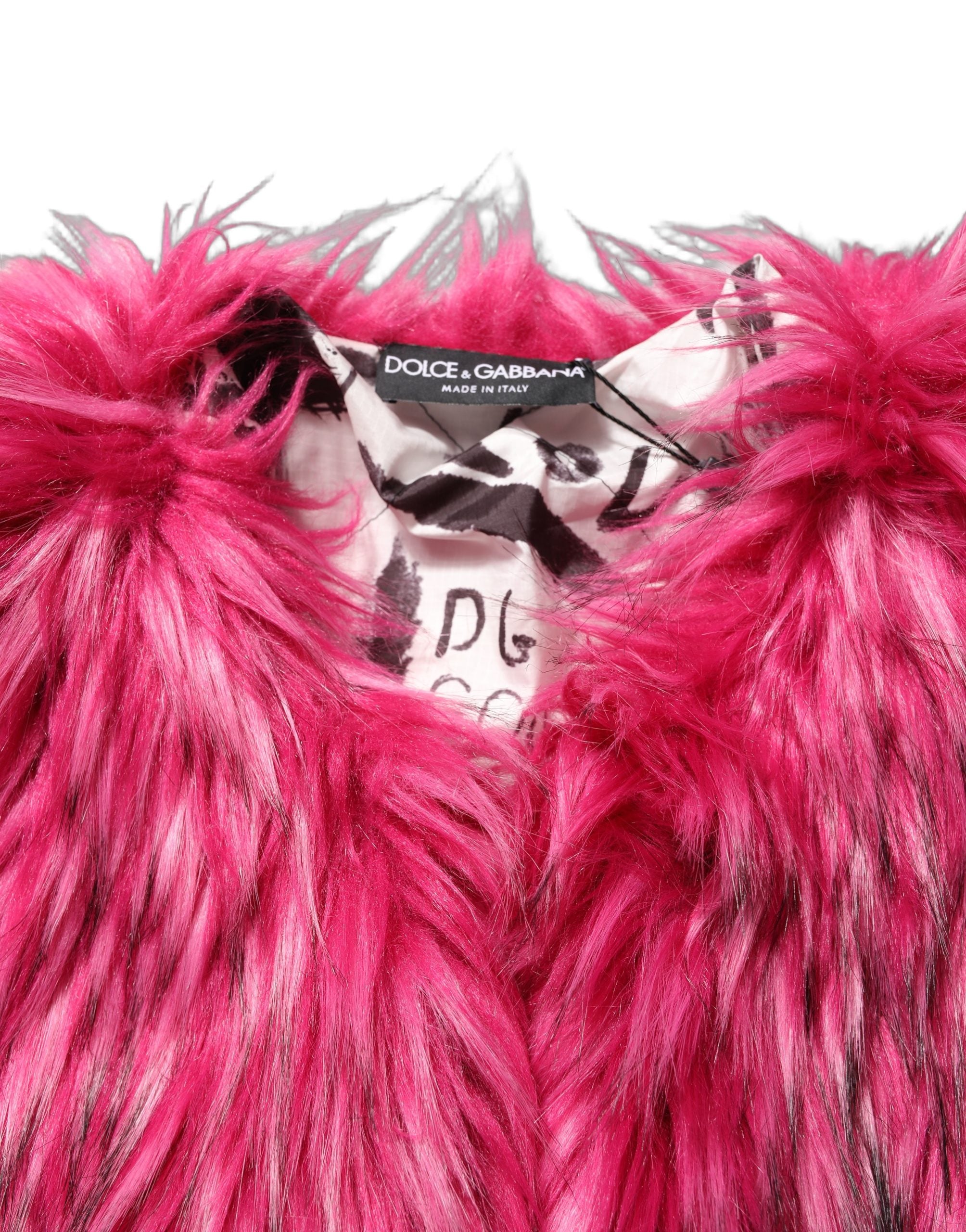 Fuchsia Belted Faux-Fur Trench Coat Jacket