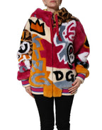 Multicolor Graffiti Print Full Zip Hooded Jacket