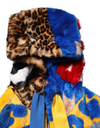 Multicolor Graffiti Print Zip Hooded Jacket