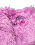 Pink Plush Faux Fur Gold Leather Coat Jacket