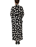 Black White Polka Dot Pajama 2 Piece Set Sleepwear