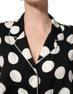 Black White Polka Dot Pajama 2 Piece Set Sleepwear
