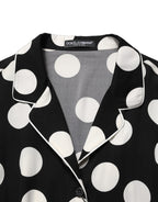 Black White Polka Dot Pajama 2 Piece Set Sleepwear