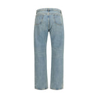 Blue Cotton Straight-Leg Jeans