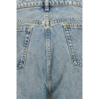 Blue Cotton Straight-Leg Jeans