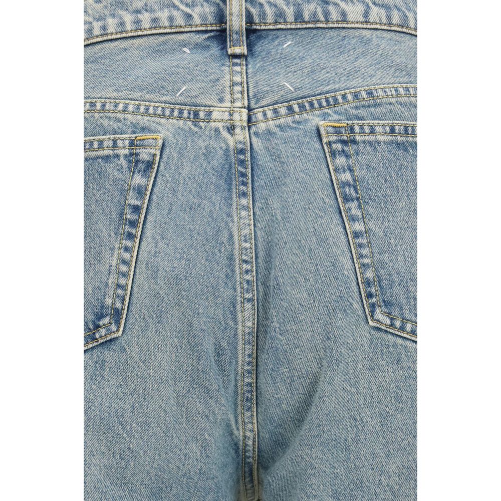 Blue Cotton Straight-Leg Jeans