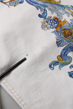 White Floral Print Skinny Denim Jeans