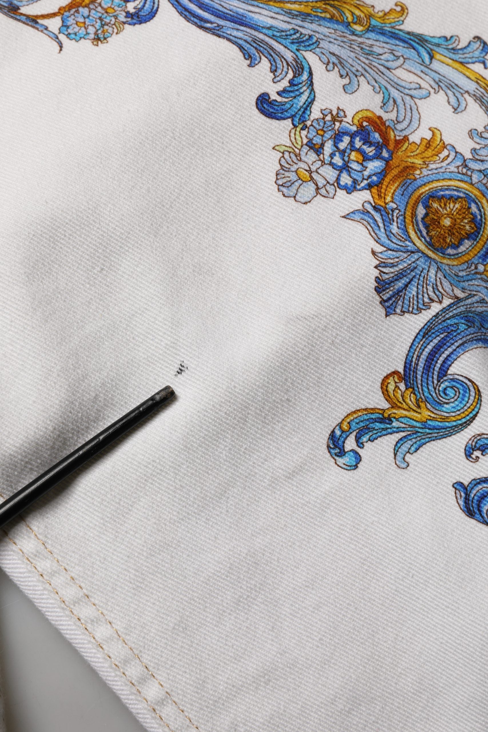 White Floral Print Skinny Denim Jeans