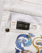 White Floral Print Skinny Denim Jeans