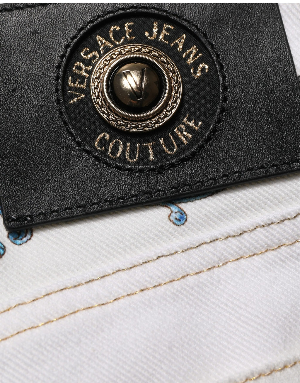 White Floral Print Skinny Denim Jeans