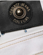 White Floral Print Skinny Denim Jeans