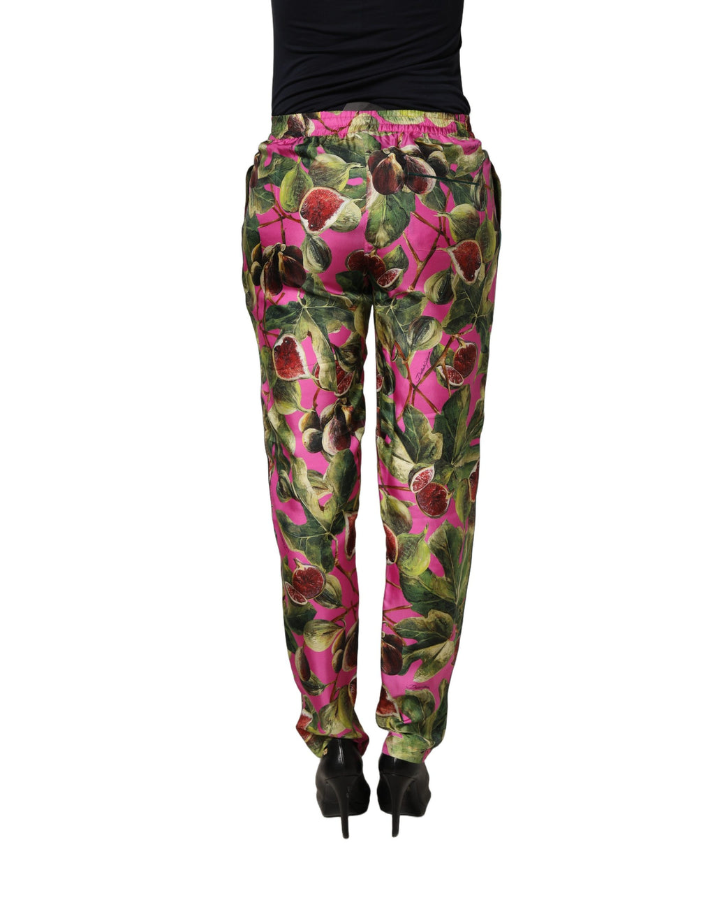 Fuchsia Fig Fruit Leaf Tapered Trouser Pants