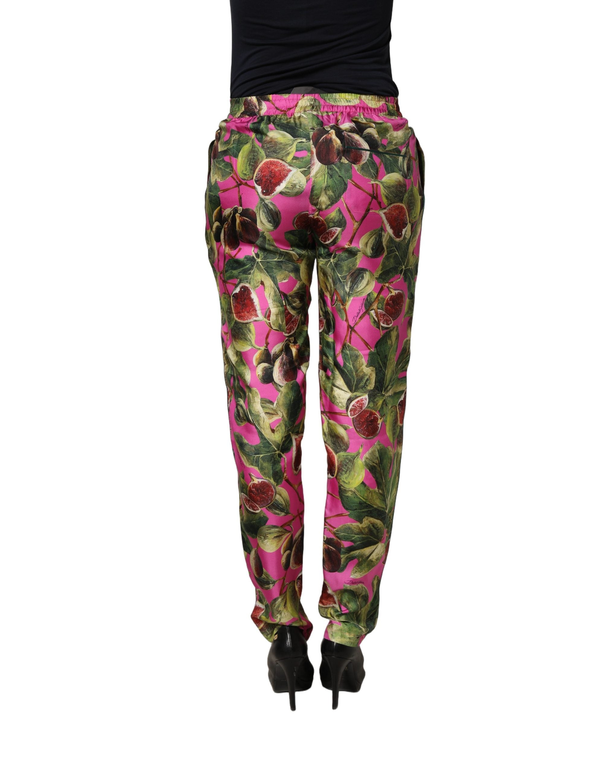 Fuchsia Fig Fruit Leaf Tapered Trouser Pants