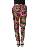 Fuchsia Fig Fruit Leaf Tapered Trouser Pants