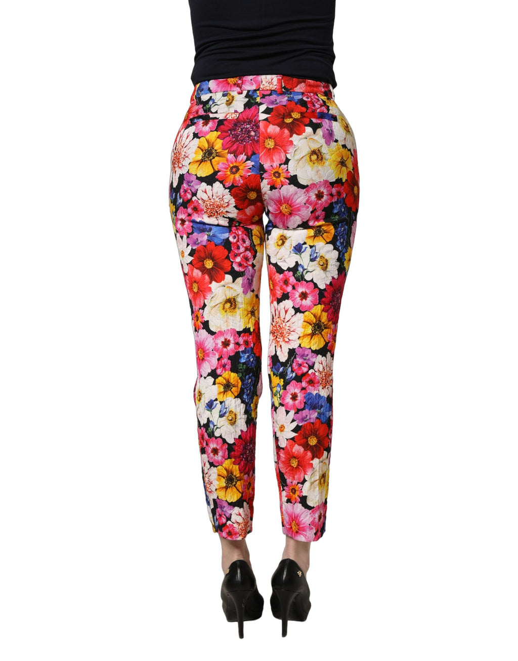 Multicolor Floral Print Tapered Trouser Pants