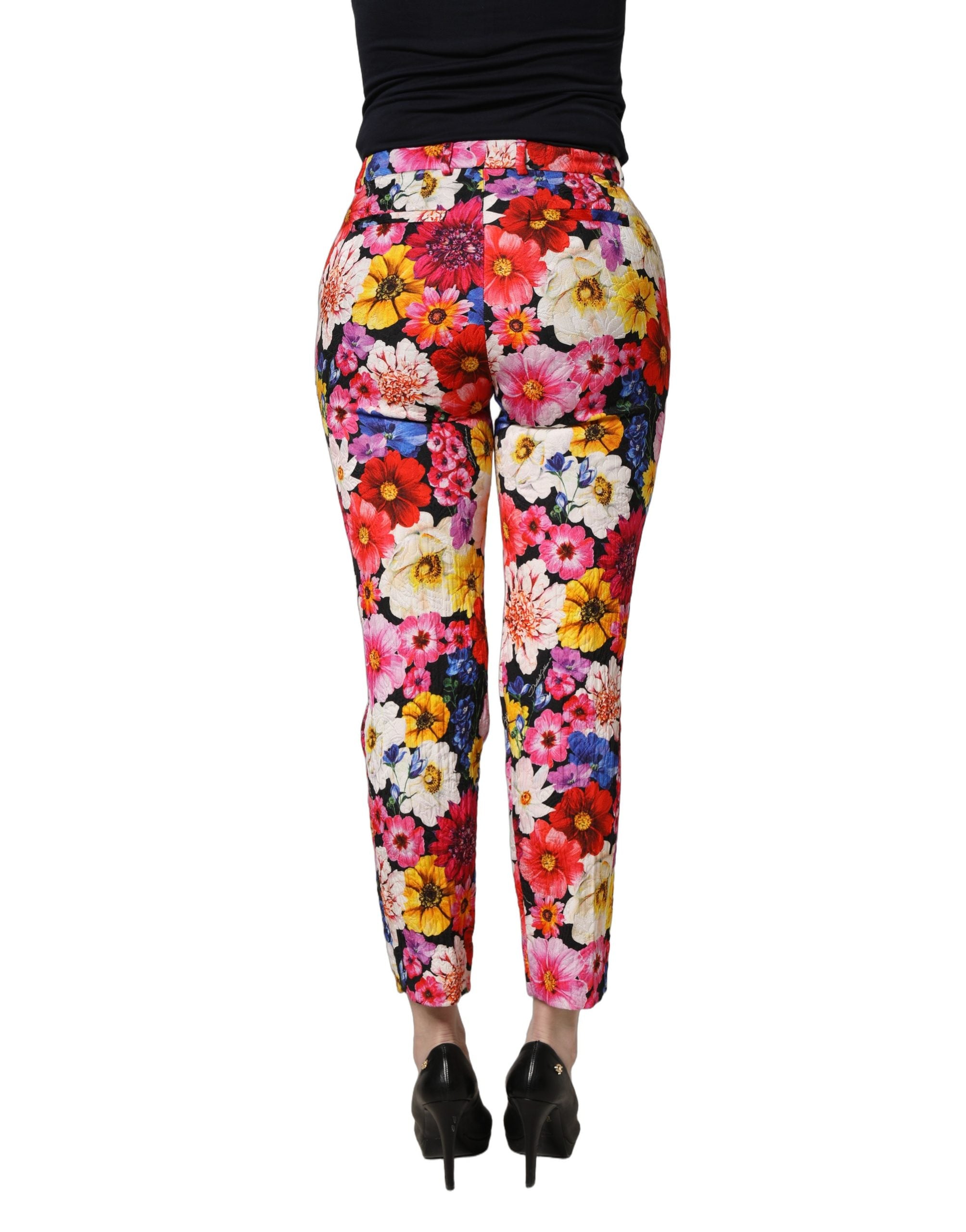 Multicolor Floral Print Tapered Trouser Pants