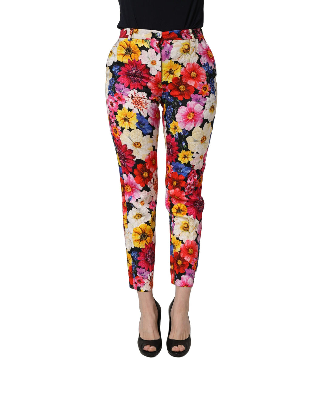Multicolor Floral Print Tapered Trouser Pants