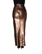 Rose Gold Embellished Sequinned Maxi Skirt