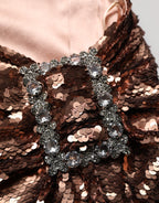 Rose Gold Embellished Sequinned Maxi Skirt